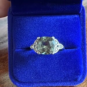 14k White Gold Ring with Lab Green Sapphire